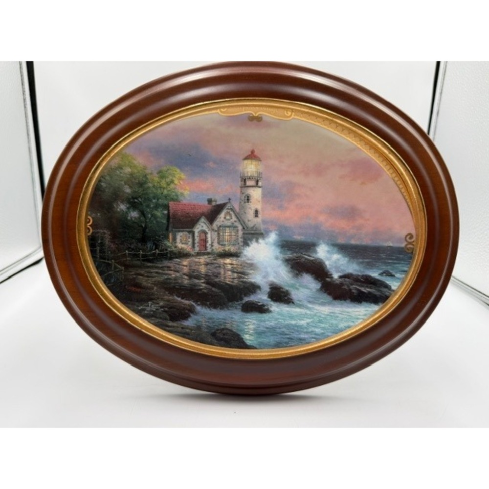 Thomas Kinkade Hopes Cottage Collector Plate 1995 Scenes of Serenity Oval Framed